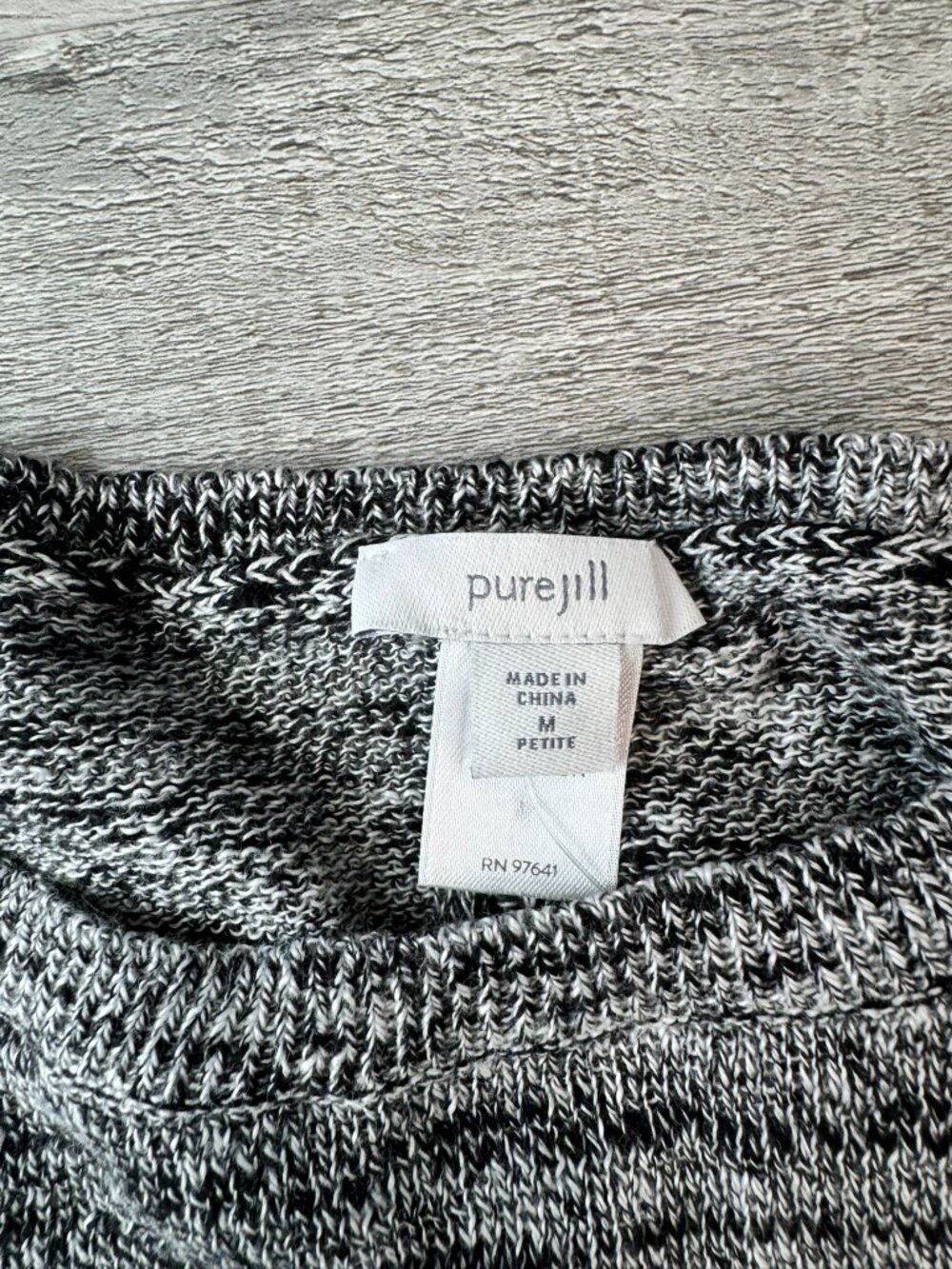 J. Jill Pure Jill NWT Grey Linen Cotton Black White Cap Sleeve Sweater I11 - Picture 2 of 6